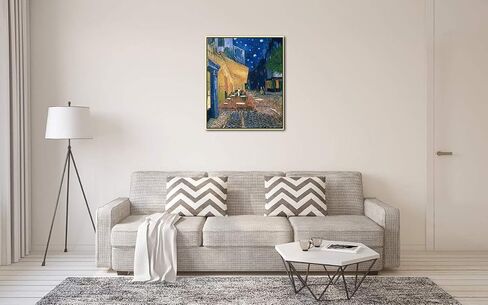 Wieco Art Cafe Terrace at Night مطبوعات قماشية جيكلي حديثة ممتدة ومؤطرة لفان جوخ لوحات زيتية مستنسخة صورة مناظر المدينة على قماش جدار الفن جاهز للتعليق لغرفة النوم والمطبخ وديكور المنزل in Kuwait