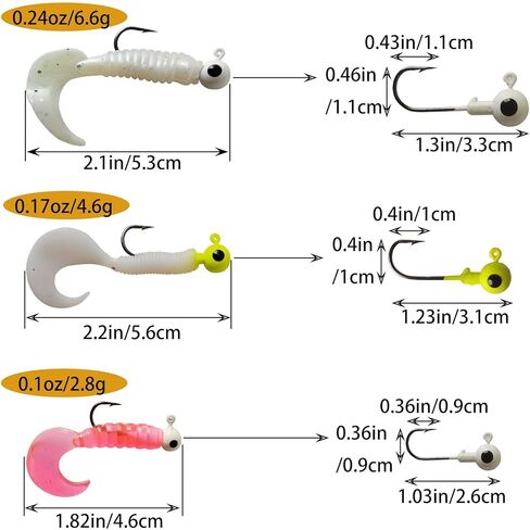 مجموعة طعوم صيد ناعمة مكونة من 17 قطعة، مجموعة خطافات راس كرابي جيغز من البلاستيك الناعم، طعم ذيل دودي، طعوم انبوبية رائحة، طعوم عيون ثلاثية الابعاد لسمك السلمون المرقط والسلمون المرقط والبلوجيل in Kuwait