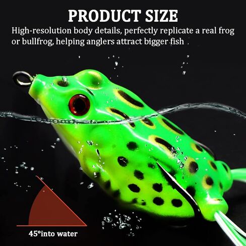 OFYDNR 5 Pcs Topwater Frog Lures Set, Frog Lure Ray Frog Topwater Fishing Crankbait Lures Fishing Lure Floating Frog Bait with Weedless Hooks in Kuwait