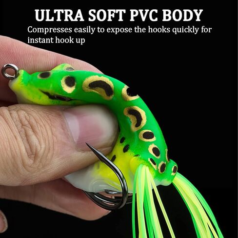 OFYDNR 5 Pcs Topwater Frog Lures Set, Frog Lure Ray Frog Topwater Fishing Crankbait Lures Fishing Lure Floating Frog Bait with Weedless Hooks in Kuwait