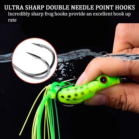 OFYDNR 5 Pcs Topwater Frog Lures Set, Frog Lure Ray Frog Topwater Fishing Crankbait Lures Fishing Lure Floating Frog Bait with Weedless Hooks in Kuwait