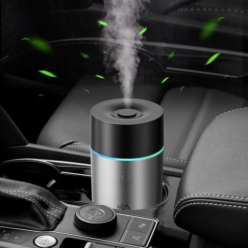 KQLKJ Portable Small Cool Mist Humidifiers, 200ML Quiet Mini Car Humidifier, 2 Mist Modes & Colorful Night Light - USB Personal Desktop Humidifier for Car, Travel, Plants, Office, Baby Room (Grey) in Saudi Arabia