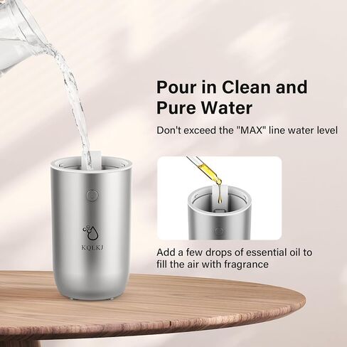 KQLKJ Portable Small Cool Mist Humidifiers, 200ML Quiet Mini Car Humidifier, 2 Mist Modes & Colorful Night Light - USB Personal Desktop Humidifier for Car, Travel, Plants, Office, Baby Room (Grey) in Saudi Arabia