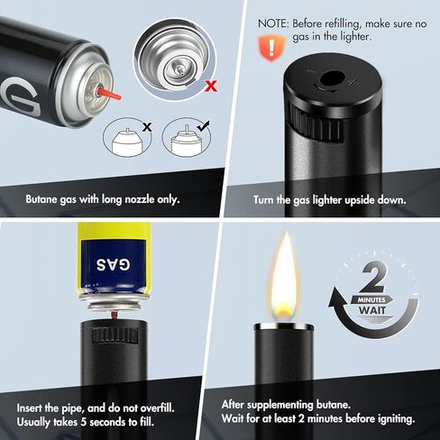 TRTRin 7.68-inch refillable lighters, 6 Pack Refillable Butane Lighter, with Fuel Visible Window, Adjustable Flame Long Lighter for BBQ Camping Durable BBQ Lighters, 6 Colors (Butane Not Included). in Kuwait