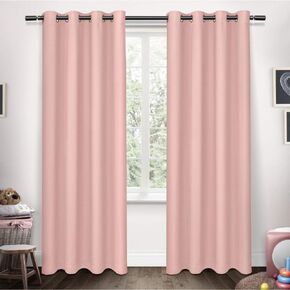 Exclusive Home Sateen Kids Twill Woven Room Darkening Blackout Grommet Top Curtain Panel Pair, 52"x84", Winter White in Saudi Arabia