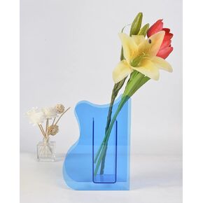 ChezMax Acrylic Flower Vase Colorful Geometric Minimalist Gift Perfect for Flowers Plants Eucalyptus Modern Contemporary Design Make Up Brush Pen Holder Home Decoration
