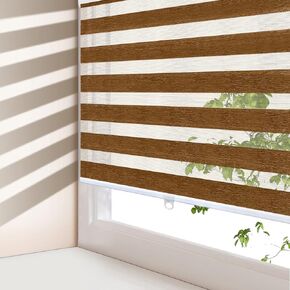 ستائر AOSKY Zebra للنوافذ، ظلال دوارة لاسلكية للمنزل، ظلال نوافذ مجانية، طبقة مزدوجة للتحكم في الإضاءة ليلاً ونهارًا، سهلة التركيب (36 بوصة عرض × 72 بوصة ارتفاع، أبيض) in Kuwait