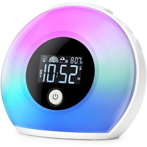 ساعة منبه لشروق الشمس من SEEKING DEER للأطفال، منبه ثقيل النوم، غرفة النوم، مساعد النوم، منبه مزدوج، بلوتوث، ضوء ليلي، 5 ألوان، 3 أصوات، مثالية للهدايا in Kuwait