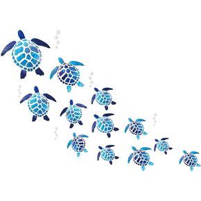 12 Pieces Sea Turtle Wall Decals Stickers Wall Decals Vinyl Stickers Underwater Ocean Waterproof Removable Decoration Kids Sea Life for Bedroom Toilet Nursery Birthday Gifts (1079)