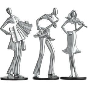 AWNR تمثال الموسيقار النحت الفضي: تماثيل الراتنج خمر مشغل الموسيقى الرجعية تمثال ديكور المنزل الحديث لغرفة المعيشة غرفة نوم طاولة مكتب الرف المقتنيات الهدايا لمحبي الموسيقى in Kuwait