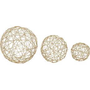 Deco 79 Contemporary Metal Geometric Sculpture, Set of 3 8", 6", 4"D, Silver
