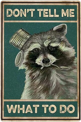Wall Art Decor Metal Signs Little Raccoon Can Open Can Retro Funny Gifts for Game Cafes Pub Beer Club Wall Home Decor 8 x 12 inch in Saudi Arabia
