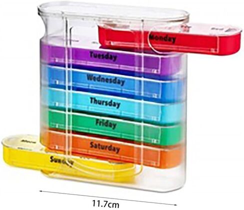 gofidin Weekly Pill Organizer, 1 Dispenser, 7 Stackable Compartments Four Times-a-Day - Morning, Noon, Evening, and Bedtime in Saudi Arabia
