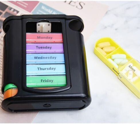 gofidin Weekly Pill Organizer, 1 Dispenser, 7 Stackable Compartments Four Times-a-Day - Morning, Noon, Evening, and Bedtime in Saudi Arabia