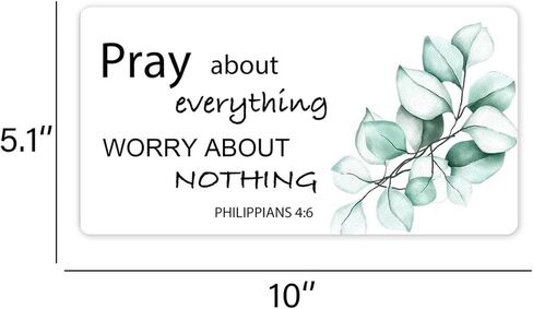 Inspirational Sign,Positive Wooden Hanging Wall Sign,Pray about Everything Worry about Nothing Sign,Decoration for Home Front Door Living Room Office,5.1x10 inches in Kuwait