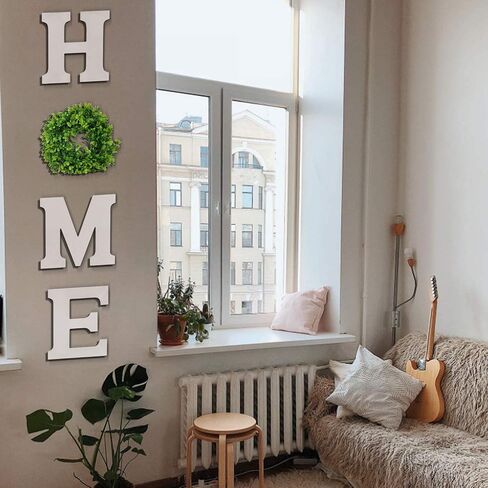 Flexzion Rustic Wooden Block HOME Sign, Cutout Letters Weathered Wood, Freestanding Alphabets for Decoration, Multicolored in Saudi Arabia
