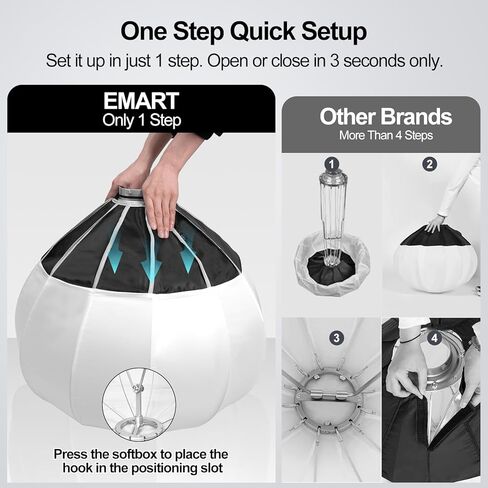 EMART 26"/65cm Lantern Softbox One Step Quick Release, 360° Light Diffuser,Professional Photography Soft Light Modifier Compatible with Video Light,Bowens Mount Light for Recording,Portraits,Live in Kuwait
