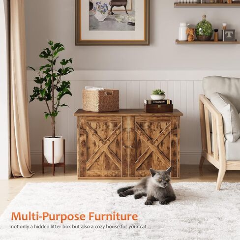 White Cat Litter Box Furniture, Adorable Wooden Pet House Cat Litter Box Enclosure with Drawer, Side Table, Indoor Pet Crate, Cat Home Nightstand, Easy to Clean in Saudi Arabia