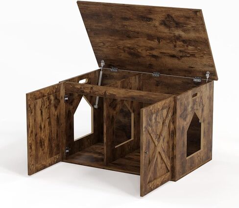 White Cat Litter Box Furniture, Adorable Wooden Pet House Cat Litter Box Enclosure with Drawer, Side Table, Indoor Pet Crate, Cat Home Nightstand, Easy to Clean in Saudi Arabia