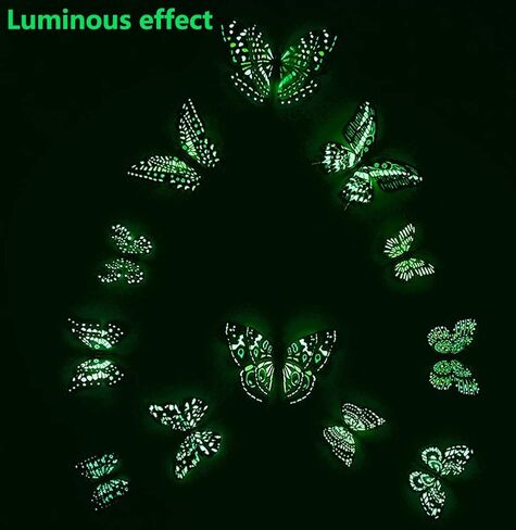 ملصقات حائط على شكل فراشة ثلاثية الأبعاد ديكور 24 قطعة مضيئة ملونة حائط الشارات للأطفال الفتيات الصغار النساء غرفة النوم الحمام غرفة المعيشة فن ديكور الحائط فراشات جدارية قابلة للإزالة ملصقات الحائط in Kuwait