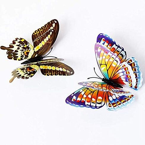 ملصقات حائط على شكل فراشة ثلاثية الأبعاد ديكور 24 قطعة مضيئة ملونة حائط الشارات للأطفال الفتيات الصغار النساء غرفة النوم الحمام غرفة المعيشة فن ديكور الحائط فراشات جدارية قابلة للإزالة ملصقات الحائط in Kuwait