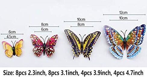 ملصقات حائط على شكل فراشة ثلاثية الأبعاد ديكور 24 قطعة مضيئة ملونة حائط الشارات للأطفال الفتيات الصغار النساء غرفة النوم الحمام غرفة المعيشة فن ديكور الحائط فراشات جدارية قابلة للإزالة ملصقات الحائط in Kuwait