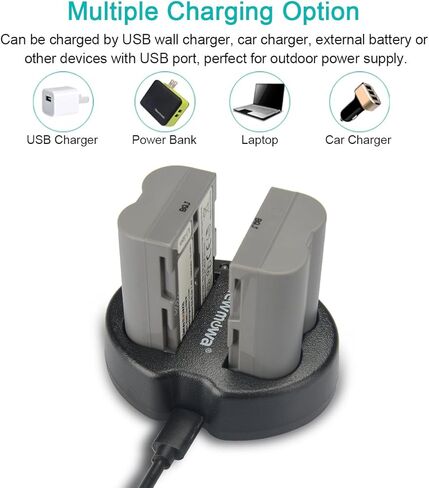 بطارية بديلة Newmowa EN-EL3e (عبوتان) وشاحن USB مزدوج لكاميرات Nikon EN-EL3e وNikon D50، D70، D70s، D80، D90، D100، D200، D300، D300S، D700 in Kuwait