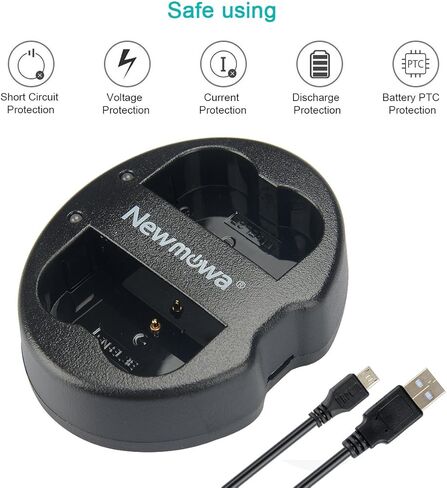 بطارية بديلة Newmowa EN-EL3e (عبوتان) وشاحن USB مزدوج لكاميرات Nikon EN-EL3e وNikon D50، D70، D70s، D80، D90، D100، D200، D300، D300S، D700 in Kuwait