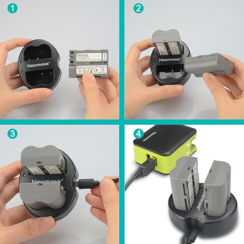 بطارية بديلة Newmowa EN-EL3e (عبوتان) وشاحن USB مزدوج لكاميرات Nikon EN-EL3e وNikon D50، D70، D70s، D80، D90، D100، D200، D300، D300S، D700 in Kuwait