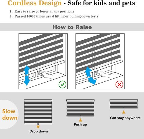 ستائر AOSKY Zebra للنوافذ، ظلال دوارة لاسلكية للمنزل، ظلال نوافذ مجانية، طبقة مزدوجة للتحكم في الإضاءة ليلاً ونهارًا، سهلة التركيب (36 بوصة عرض × 72 بوصة ارتفاع، أبيض) in Kuwait