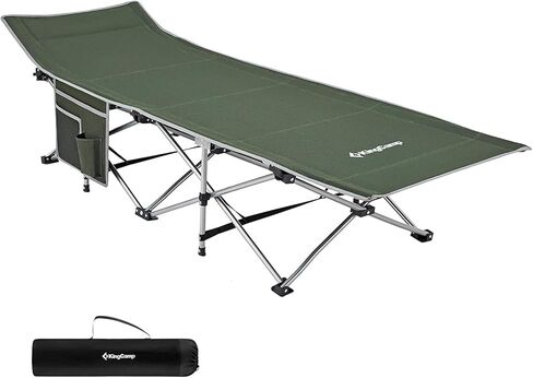 KingCamp Folding Cot, Heavy Duty Design Holds Adults Portable and Ultra Lightweight Single Person Bed for Camp Office Indoor Outdoor Use, 75"x26"x15", Green in Saudi Arabia