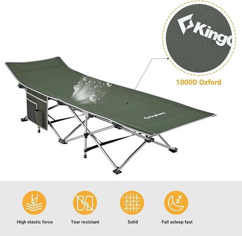 KingCamp Folding Cot, Heavy Duty Design Holds Adults Portable and Ultra Lightweight Single Person Bed for Camp Office Indoor Outdoor Use, 75"x26"x15", Green in Saudi Arabia