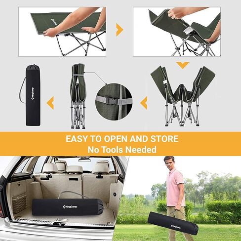 KingCamp Folding Cot, Heavy Duty Design Holds Adults Portable and Ultra Lightweight Single Person Bed for Camp Office Indoor Outdoor Use, 75"x26"x15", Green in Saudi Arabia