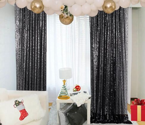ShinyBeauty خلفية الترتر 4x10ft ستائر الترتر الفضية 2 لوحات ستائر الزفاف ستائر خلفية لامعة للحفلات خلفية التصوير الفوتوغرافي (4FTx10FTx2PC، فضي) in Kuwait