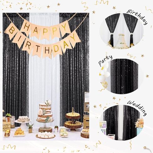 ShinyBeauty خلفية الترتر 4x10ft ستائر الترتر الفضية 2 لوحات ستائر الزفاف ستائر خلفية لامعة للحفلات خلفية التصوير الفوتوغرافي (4FTx10FTx2PC، فضي) in Kuwait