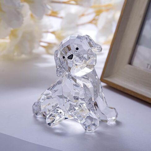 DANRECIN 3.12 Inch Clear Lab Puppy Dog Figurines Collectibles Labrador Retriever Statue Acrylic Dog Pet Sculpture Home Decor Not Crystal (B) in Saudi Arabia