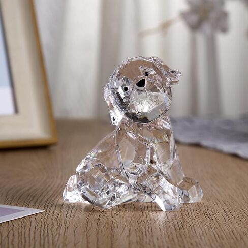 DANRECIN 3.12 Inch Clear Lab Puppy Dog Figurines Collectibles Labrador Retriever Statue Acrylic Dog Pet Sculpture Home Decor Not Crystal (B) in Saudi Arabia