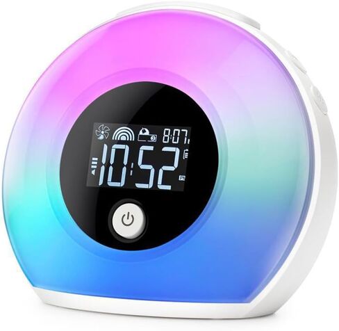 ساعة منبه لشروق الشمس من SEEKING DEER للأطفال، منبه ثقيل النوم، غرفة النوم، مساعد النوم، منبه مزدوج، بلوتوث، ضوء ليلي، 5 ألوان، 3 أصوات، مثالية للهدايا in Kuwait