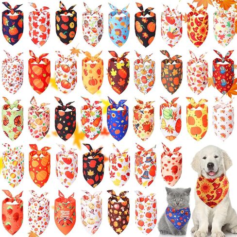 40 Pieces Thanksgiving Dog Bandanas Bibs Triangle Dog Scarf Bibs Dog Kerchief Set Dog Bandanas for Thanksgiving Pet Costume Accessories Decoration in Saudi Arabia