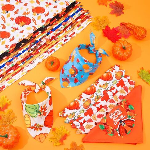40 Pieces Thanksgiving Dog Bandanas Bibs Triangle Dog Scarf Bibs Dog Kerchief Set Dog Bandanas for Thanksgiving Pet Costume Accessories Decoration in Saudi Arabia
