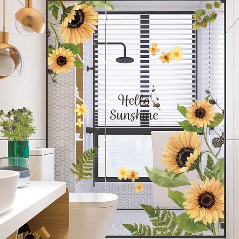 Sunflower 3D Yellow Flower Wall Stickers Decals, Removable Love Laugh Live Flowers Butterfly Wallpaper Decor, DIY Art Mural for Kids Room Nursery Classroom Bedroom Home Decoration(A) in Kuwait