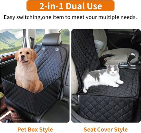 Pet Front Seat Cover Pet Booster Seat,Deluxe 2 in 1 Dog Seat Cover for Cars Waterproof Dog Front Seat Cover Pet Bucket Seat Cover with Safety Belt in Kuwait