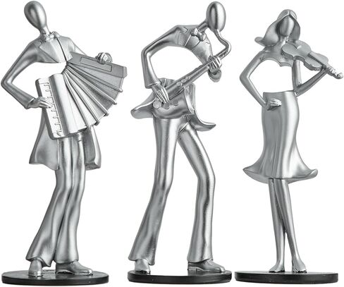 AWNR Musician Statue Gold Decor: Vintage Resin Figurines Retro Music Player Sculpture Modern Home Decor for Living Room Bedroom Table Desk Shelf Collectibles Gifts Office Decor in Kuwait