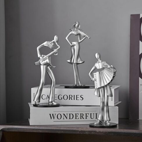 AWNR Musician Statue Gold Decor: Vintage Resin Figurines Retro Music Player Sculpture Modern Home Decor for Living Room Bedroom Table Desk Shelf Collectibles Gifts Office Decor in Kuwait