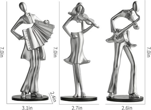 AWNR Musician Statue Gold Decor: Vintage Resin Figurines Retro Music Player Sculpture Modern Home Decor for Living Room Bedroom Table Desk Shelf Collectibles Gifts Office Decor in Kuwait