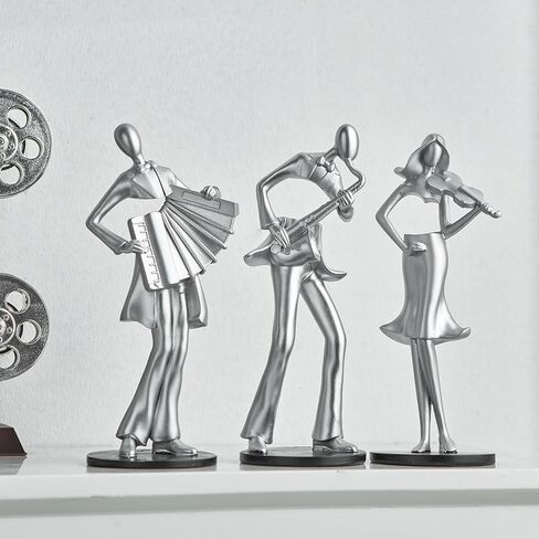 AWNR Musician Statue Gold Decor: Vintage Resin Figurines Retro Music Player Sculpture Modern Home Decor for Living Room Bedroom Table Desk Shelf Collectibles Gifts Office Decor in Kuwait