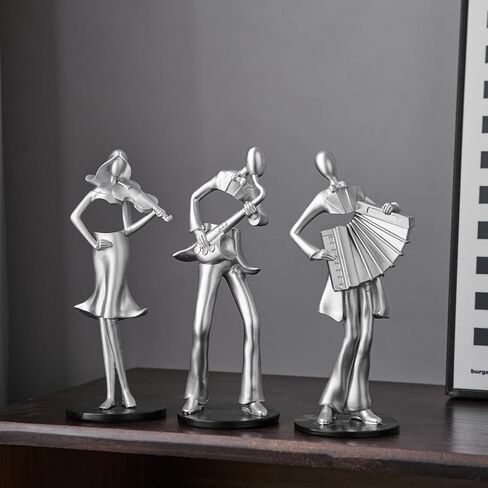 AWNR Musician Statue Gold Decor: Vintage Resin Figurines Retro Music Player Sculpture Modern Home Decor for Living Room Bedroom Table Desk Shelf Collectibles Gifts Office Decor in Kuwait