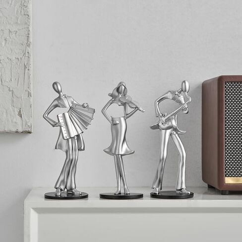 AWNR Musician Statue Gold Decor: Vintage Resin Figurines Retro Music Player Sculpture Modern Home Decor for Living Room Bedroom Table Desk Shelf Collectibles Gifts Office Decor in Kuwait