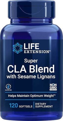 مزيج Life Extension Super CLA مع قشور السمسم - إدارة الوزن، صحة المناعة - خالي من الغلوتين، غير معدل وراثيًا - 120 كبسولة هلامية in Saudi Arabia