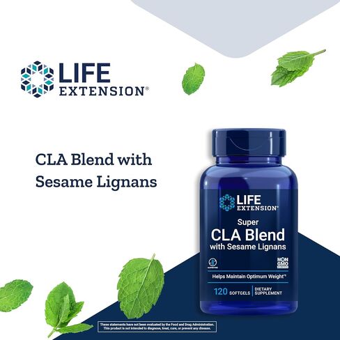 مزيج Life Extension Super CLA مع قشور السمسم - إدارة الوزن، صحة المناعة - خالي من الغلوتين، غير معدل وراثيًا - 120 كبسولة هلامية in Saudi Arabia